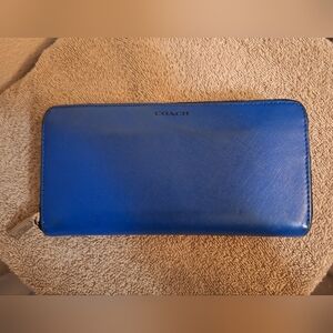 Coach Saffiano Blue Leather Wallet
